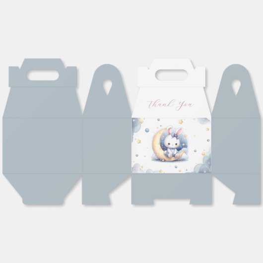 Leuk konijntje dat op de maan zit bedankdoosjes (Ongevouwen)