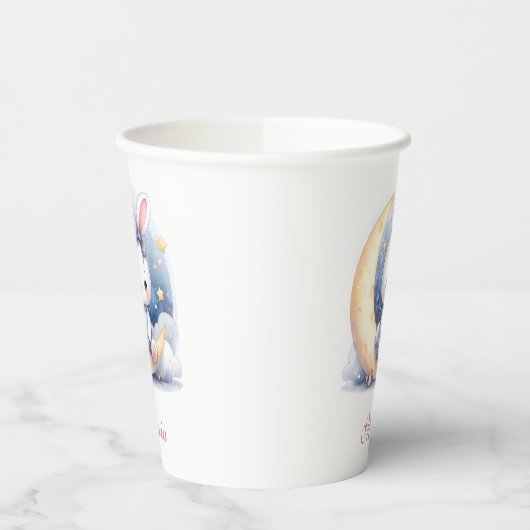 Leuk konijntje dat op de maan zit papieren bekers (Links)