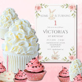 Leuk konijntje eerste 1e verjaardagsfeestje kaart