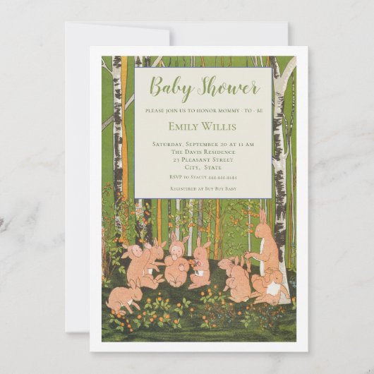  Leuk Konijntje Kinderen Baby shower Kaart (Voorkant)