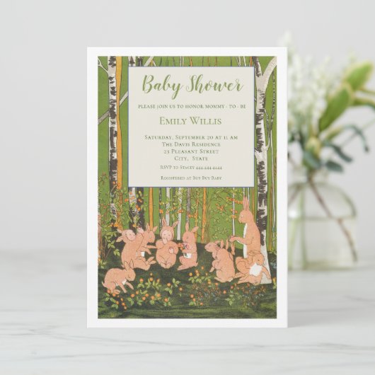  Leuk Konijntje Kinderen Baby shower Kaart (Staand voorkant)