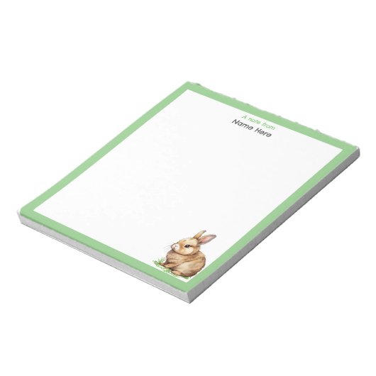 Leuk konijntje met groen Lijst Eenvoudig Notitieblok (Linkerzijde)