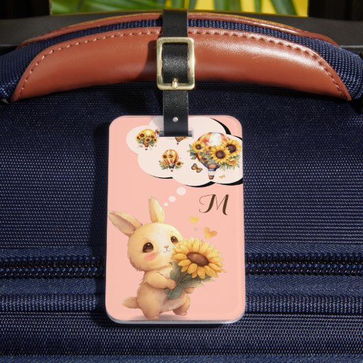 Leuk konijntje met zonnebloem Bagagelabel (Voorkant Insitu 2)