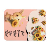 Leuk konijntje met zonnebloem flexibele fotomagnee magneet (Horizontaal)