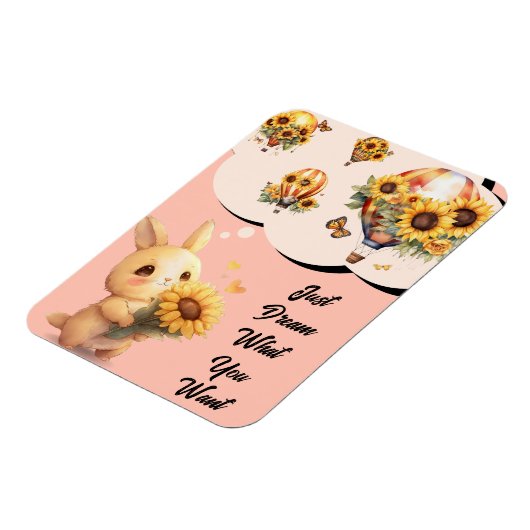 Leuk konijntje met zonnebloem flexibele fotomagnee magneet (Linkerzijde)