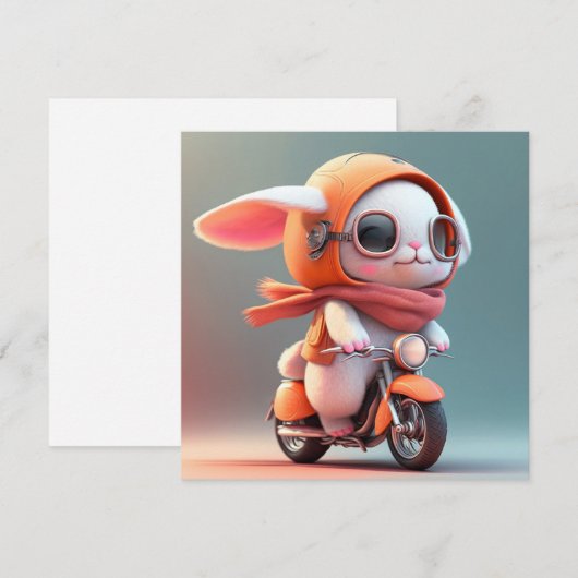 Leuk konijntje op scooter (Voorkant / Achterkant)