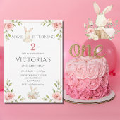 Leuk konijntje tweede 2e verjaardagsfeest kaart