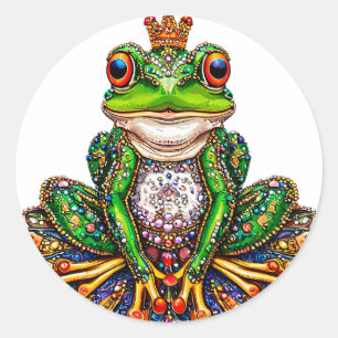 Leuk Koninklijk Cartoongeschenk voor Kikkervisjeli Ronde Sticker