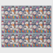 Leuk koor van sneeuwpoppen Drink hete cacao Cadeaupapier (Vlak)