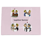 Leuk koppel samen voor altijd grappige Cartoon Groot Cadeauzakje (Voorkant)