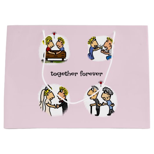 Leuk koppel samen voor altijd grappige Cartoon Groot Cadeauzakje (Voorkant)