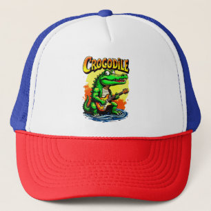 Leuk krokodil T-shirt: Gitaar spelen Graphic Trucker Pet