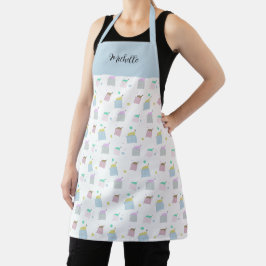 Leuk kussen Katten Illustratie Patroon Monogram Schort