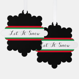 Leuk Laat het sneeuwtekst zwart rood groen wit str Ornament Kaart