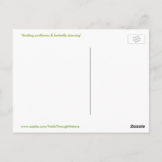 Leuk lachend zonnebloem vlinder Briefkaart (Achterkant)