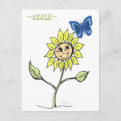 Leuk lachend zonnebloem vlinder Briefkaart (Voorkant)