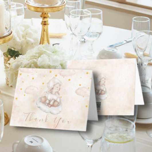 Leuk Lam Pinky Dust Stars Baby shower Dank u Kaart