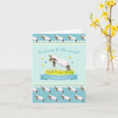 Leuk lamsonthaal aan het nieuwe baby van kaart (Gele Bloem)