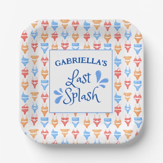 Leuk "Last Splash" thema gepersonaliseerde vrijgez Papieren Bordje (Voorkant)