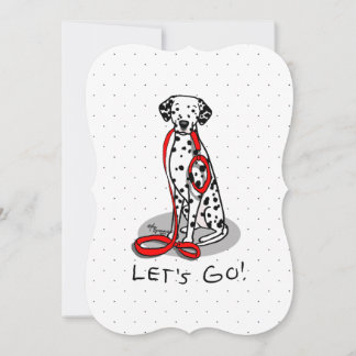 Leuk! Laten we gaan! Wandelende Dalmatiër (zwart 1 Feestdagenkaart