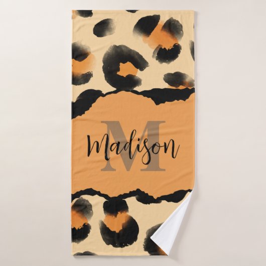 Leuk Leopard Print Monogram Bad Handdoek (Badhanddoek)