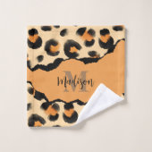Leuk Leopard Print Monogram Bad Handdoek (Wasdoekje)
