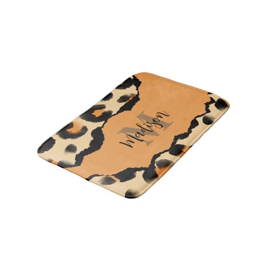Leuk Leopard Print Monogram Badmat (Gekanteld)