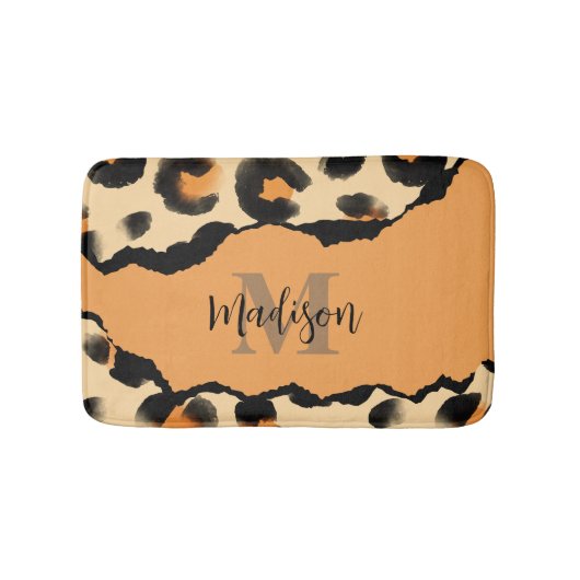 Leuk Leopard Print Monogram Badmat (Voorkant)