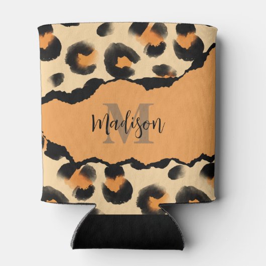 Leuk Leopard Print Monogram Blikjeskoeler (Achterkant)