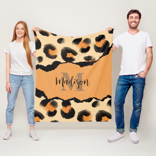 Leuk Leopard Print Monogram Fleece Deken (In situ)