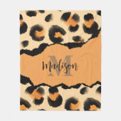 Leuk Leopard Print Monogram Fleece Deken (Voorkant)