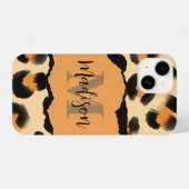 Leuk Leopard Print Monogram iPhone Hoesje (Achterkant horizontaal)