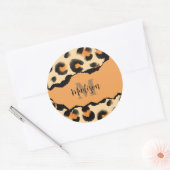 Leuk Leopard Print Monogram Ronde Sticker (Envelop)