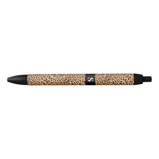 Leuk Leopard Print Monogram Zwarte Inkt Pen (Voorkant)