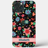 Leuk Leuk Bloemenharten Inspirivity Zwart Patroon Case-Mate iPhone Case (Achterkant)
