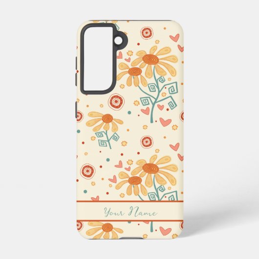 Leuk Leuk Bloemenpatroon Gepersonaliseerd naam Samsung Galaxy Hoesje (Achterkant)