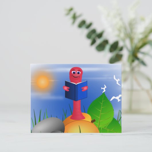 Leuk Leuk Boekenworm Boek Worm Briefkaart (Staand voorkant)