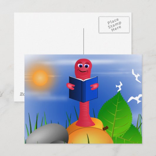 Leuk Leuk Boekenworm Boek Worm Briefkaart (Voorkant / Achterkant)