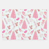 Leuk Leuk Goud Folie Roze Frost Wit Kerstmis Inpakpapier Vel (Voorkant)
