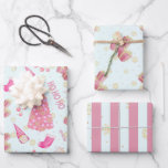 Leuk Leuk Goud Folie Roze Frost Wit Kerstmis Inpakpapier Vel<br><div class="desc">Een leuk,  schattig kistwit roze kerstpapier met kerstbomen,  gnomen,  geschenken en sneeuwvlokken.</div>