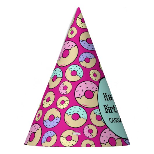 Leuk Leuk Kleurrijk Sprinkle Donut Patroon Magenta Feesthoedjes (Links)