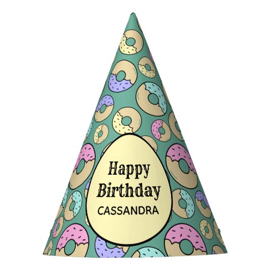 Leuk Leuk Kleurrijk Strooidonut Patroon Groen Feesthoedjes (Voorkant)