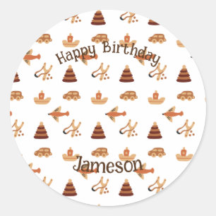 Leuk Leuk Leuk Wit Bruin Kinder Speelgoed Car Plan Ronde Sticker