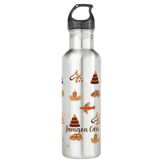 Leuk Leuk Leuk Wit Bruin Kinder Speelgoed Car Plan Waterfles (Voorkant)