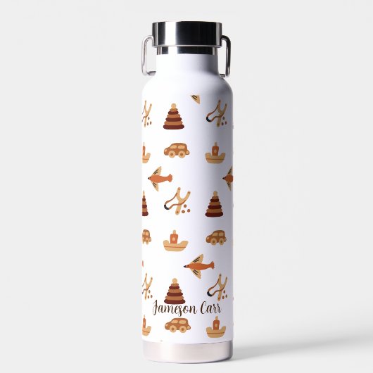 Leuk Leuk Leuk Wit Bruin Kinder Speelgoed Car Plan Waterfles (Voorkant)