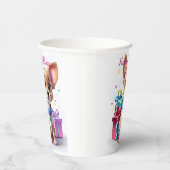 Leuk Leuk Meisje Roze & Chihuahua Verjaardagsfeest Papieren Bekers (Rechts)