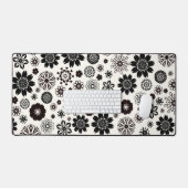 Leuk Leuk Modern Zwart-wit Bloemen Patroon Bureaumat (Keyboard & Muis)