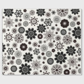 Leuk Leuk Modern Zwart-wit Bloemen Patroon Cadeaupapier (Vlak)