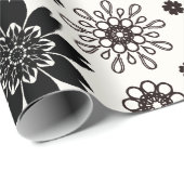 Leuk Leuk Modern Zwart-wit Bloemen Patroon Cadeaupapier (Rol Hoek)