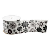 Leuk Leuk Modern Zwart-wit Bloemen Patroon Satijnen Lint (Spoel)
